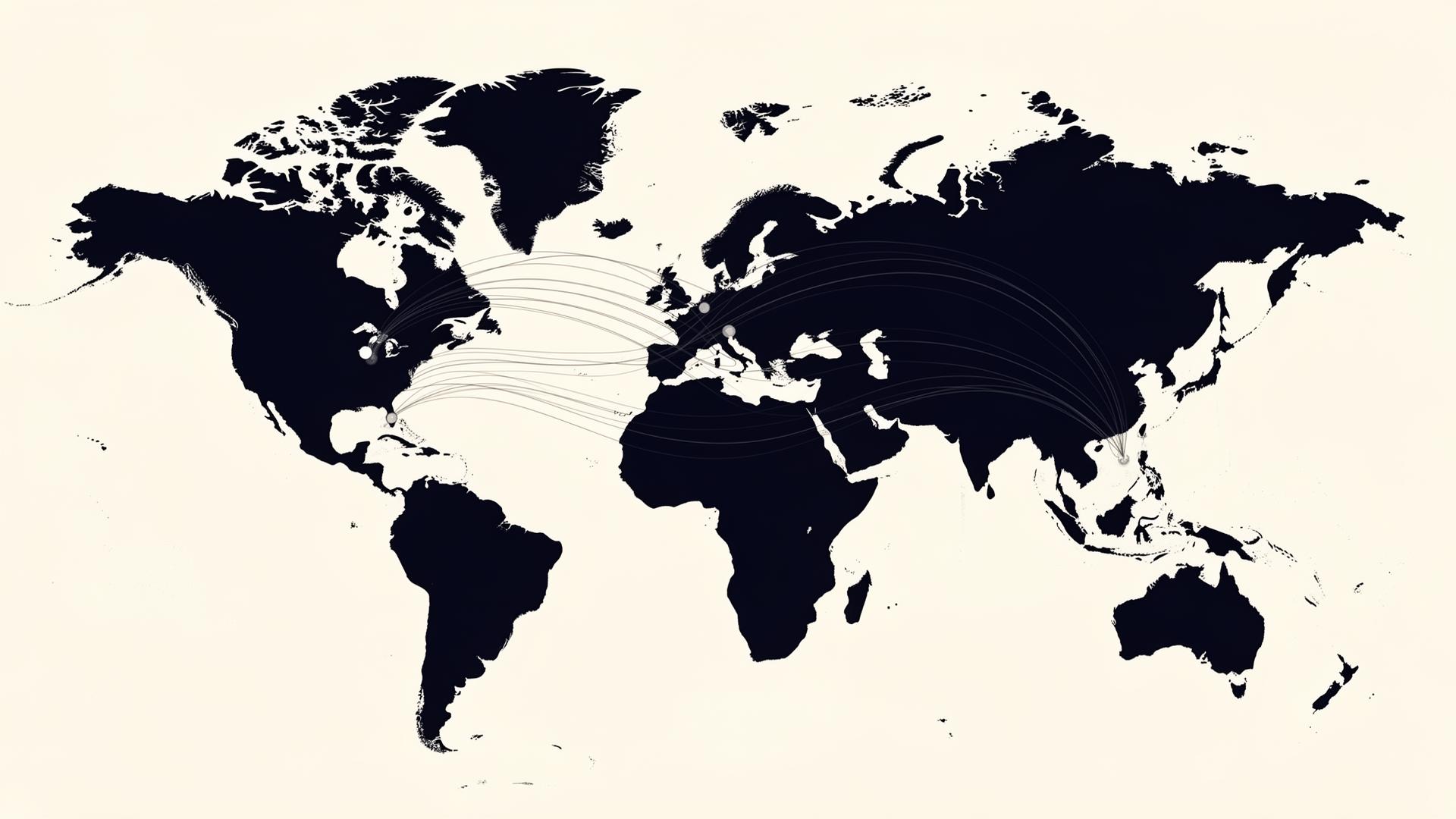 Abstract map of trade corridors between Europe and Asia